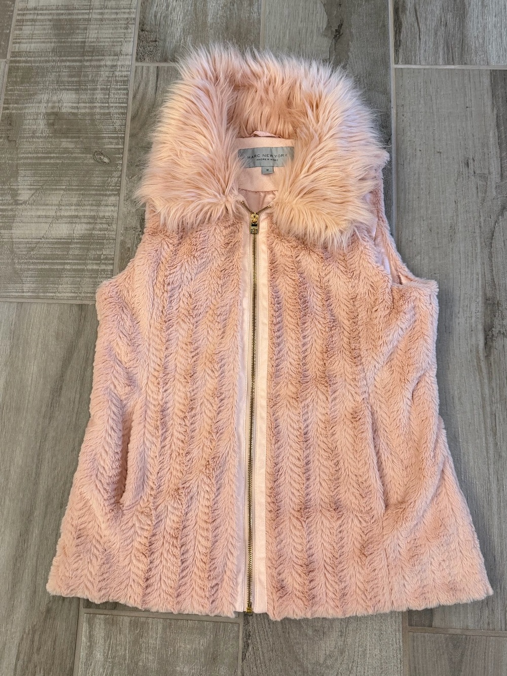 Marc New York Faux Fur Hooded Vest in Blush Pink